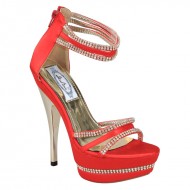 Women's Rhinestone Platform High Heel Red Wedding Heels