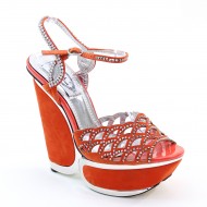 Women's Rhinstone Peep Toe Chunky Heel Platform Bridal Heels