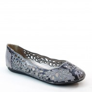 Brand New Brieten Women's Hollow Flower Snake Skin Pattern Style Round Toe Flats