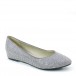 Women's Rhinestones Hide Wedge Pointed Toe Flat Grey Wedding Shoes