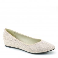 Women's Rhinestones Hide Wedge Pointed Toe Bridal Flats