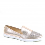 Women's Rhinestones White Sole Pointed Toe Gold Flats for Wedding