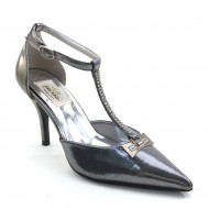 New Brieten Women's Rhinestone T-Strap Pointed Toe Mid-Heel Dress Party Evening Pumps