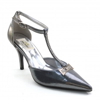 New Brieten Women's Rhinestone T-Strap Pointed Toe Mid-Heel Dress Party Evening Pumps