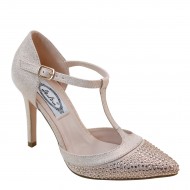 Women's Ankle Strap Pointy Toe High Heel Champagne Wedding Shoes