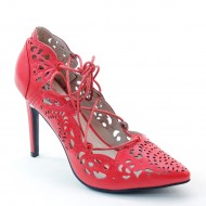 New Brieten Women's Hollow Flower Lace-up Pointed Toe High Heel Dress Evening Party Pumps